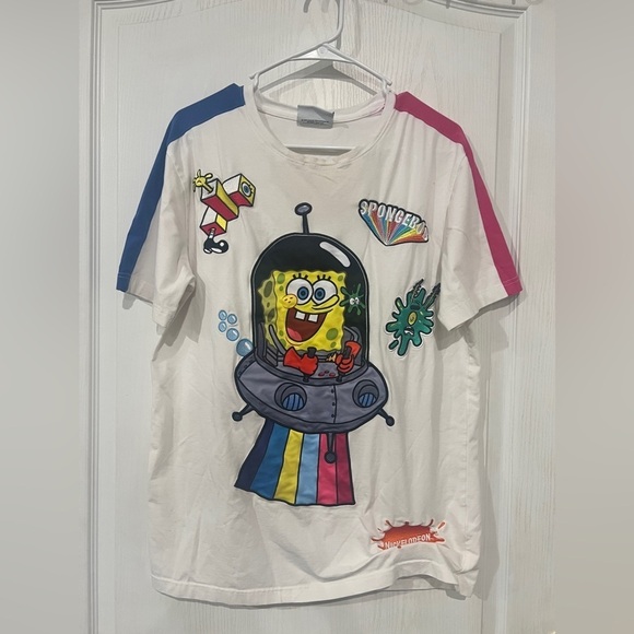 Nickelodeon Other - SpongeBob Squarepants Stephen Hillenburg Rainbow Embroidered Shirt White Size S